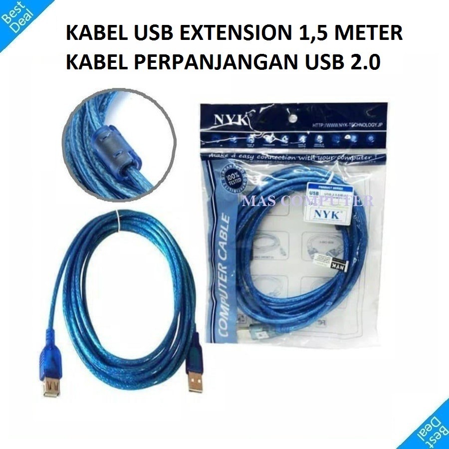 Kabel Perpanjangan USB Extention 2.0 Merek NYK 1.5m