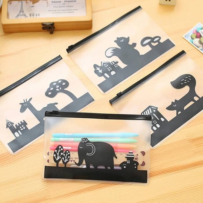 Tempat Pensil Animal Transparan Tempat Pensil Bening Pouch Bening Pouch Serbaguna Animal Tempat Masker Animal