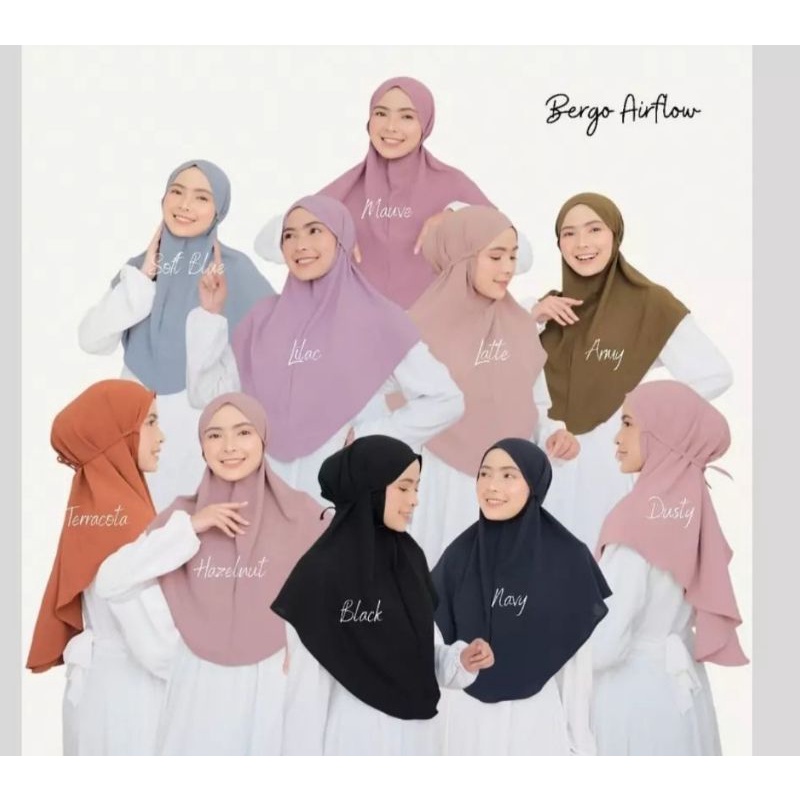 BERGO CRINKLE AIRFLOW BERGO INSTAN TALI JILBAB INSTAN CRINKLE AIRFLOW BERGO INSTAN JUMBO ukuran  L