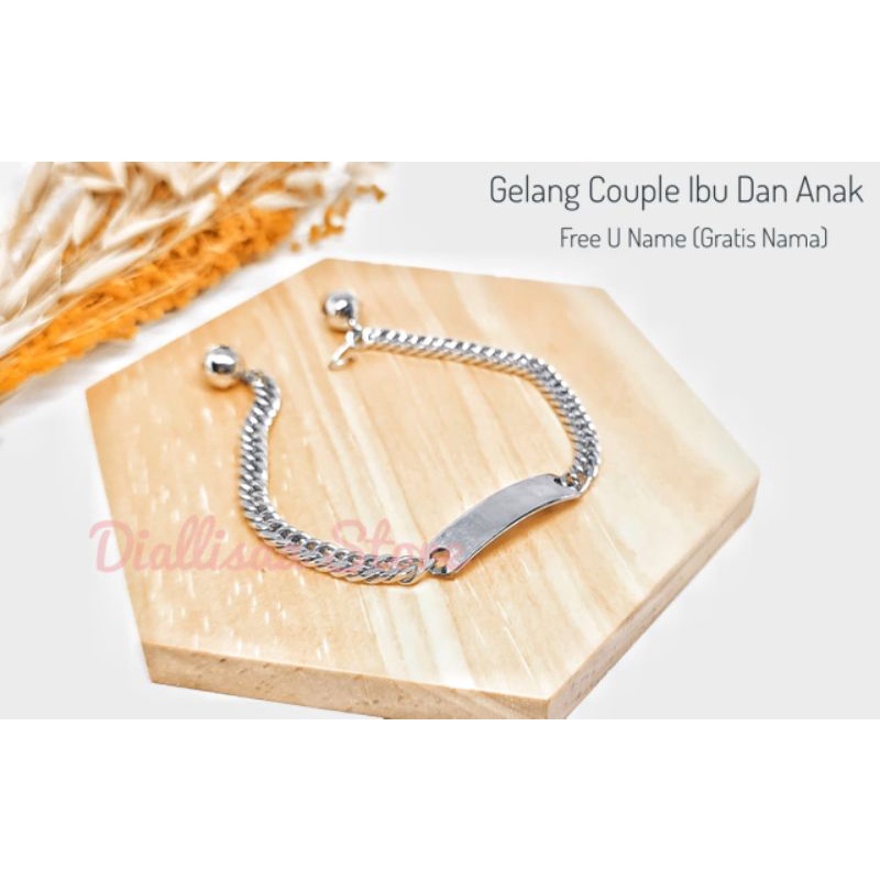 Gelang Tangan Bayi Gelang Tangan Couple Ibu dan Anak Gelang Plat Nama Bayi Gelang Kaki Balita Gelang Kaki Bayi Anti Karat