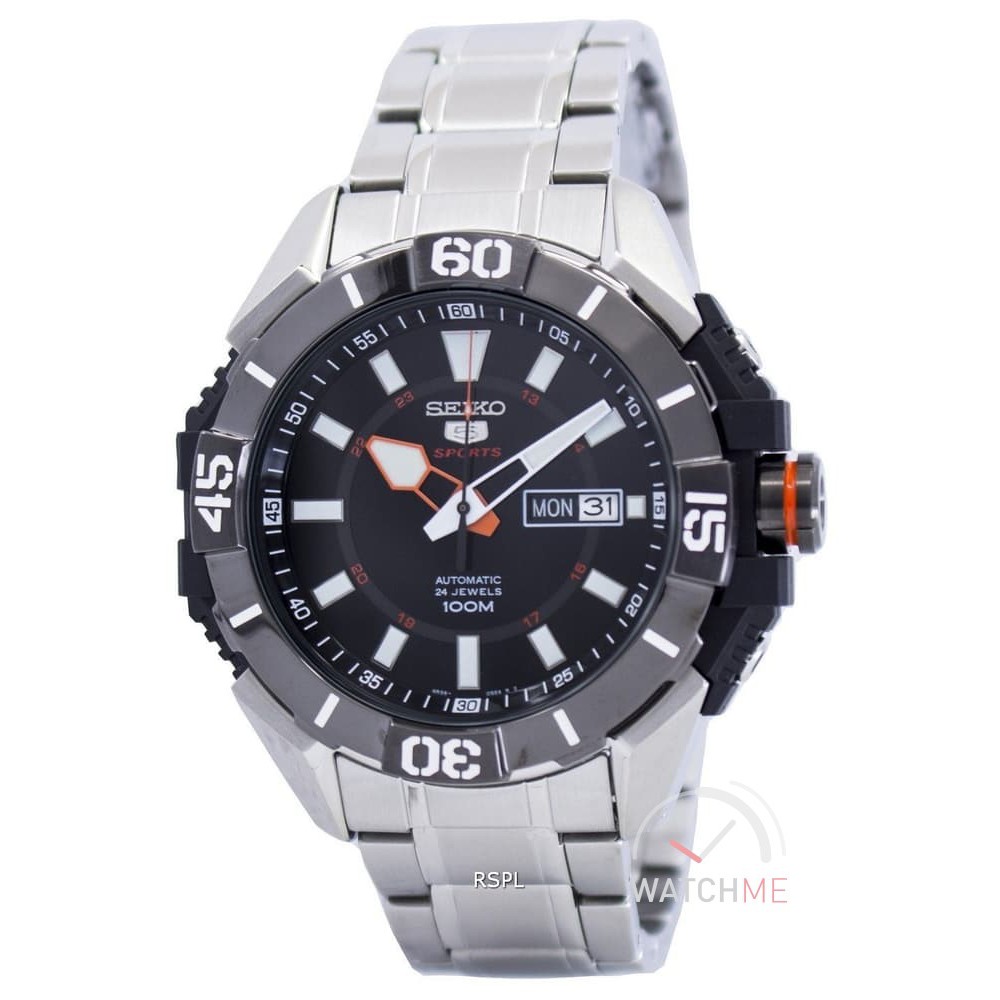 Jam Tangan Seiko 5 SRP795K1 Automatic Black Dial Orange 100m Stainless Steel Original Bergaransi
