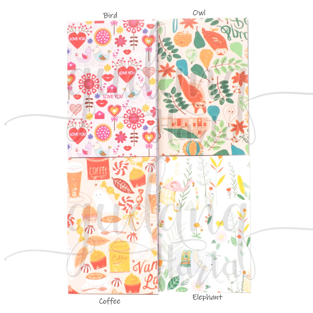 Notebook Mini Sweet Nature Owl Elephant Flower Bunga Lucu Unik Notes GH 308011