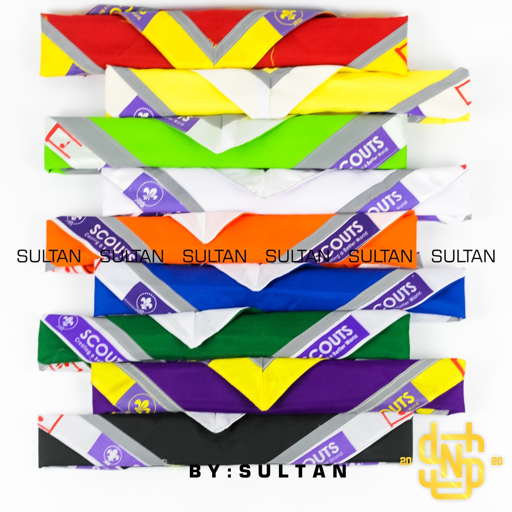 SYAL SCOUT Scarf Pramuka Warna lis Sablon Scout Menyala Perlengkapan Sekolah Anti Luntur Merah Kuning Oren Putih Hitam Biru