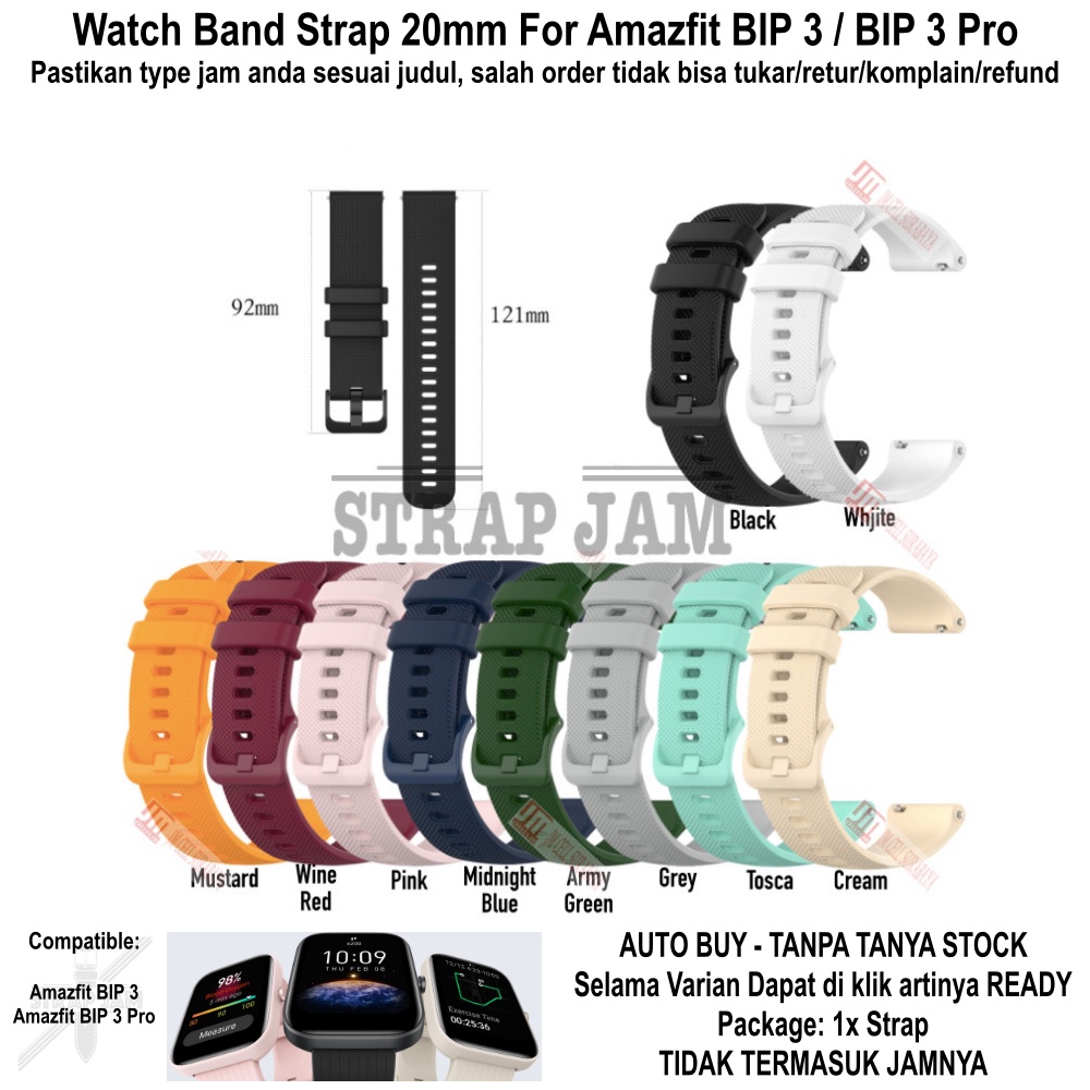 OYE Tali Jam Amazfit BIP 3 / Pro - Strap 20mm Rubber Silikon Aneka Warna