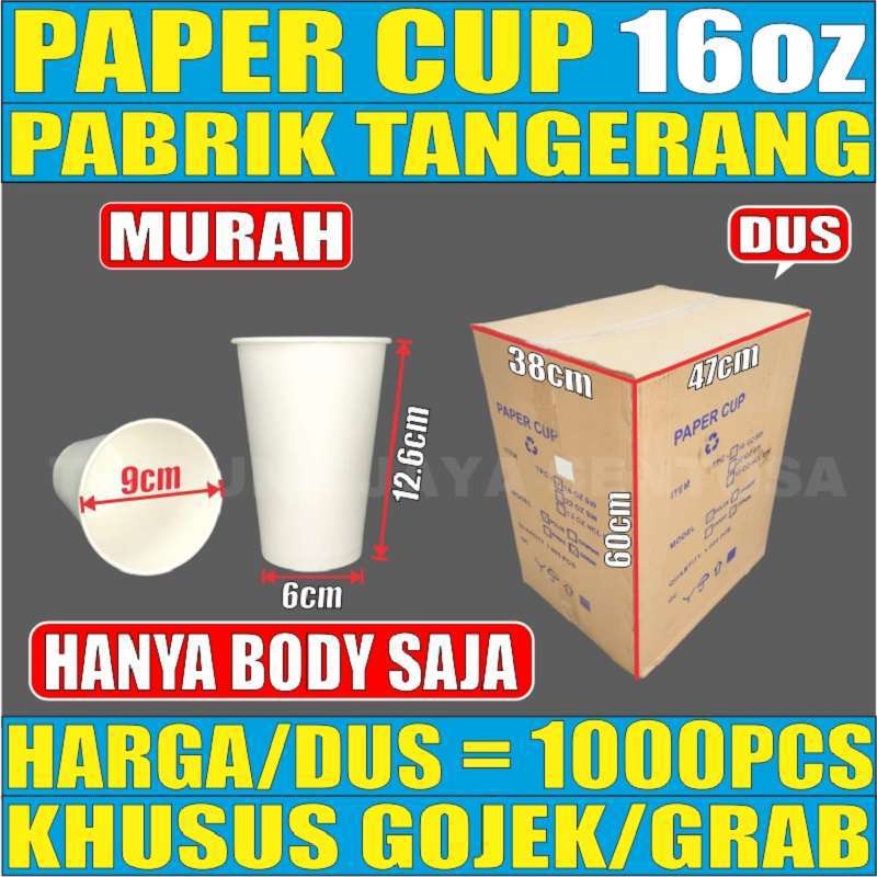 Paper Cup 16oz dus 1000pcs Gelas Kertas 480ml Coffee 16 Oz Murah Tangerang