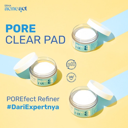 ERHA Clear Pad Pore Acneact - Kapas Eksfoliasi Wajah 30 Pad