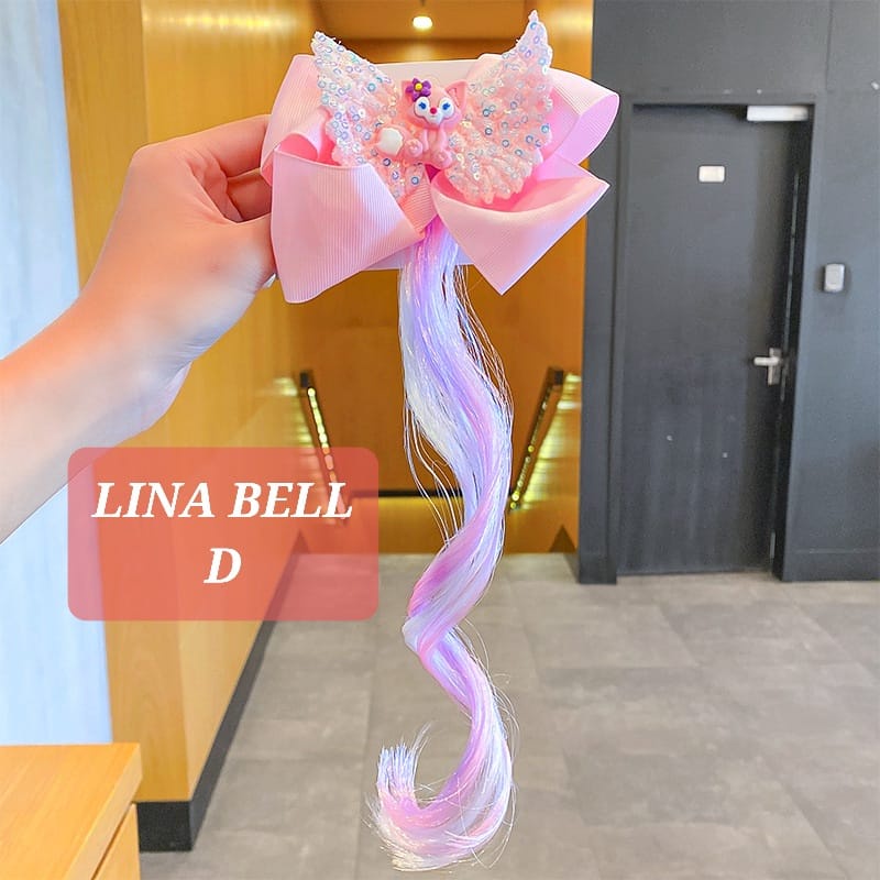 LINA BELL BOW AKSESORIS FASHION ANAK PEREMPUAN IMPORT KOREA LUCU WIG RAINBOW