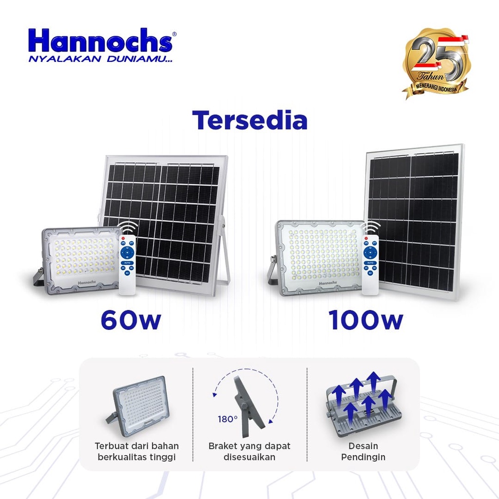 Lampu Sorot Solar Hannochs 60Watt / Led Floodlight Solar Hannochs 60W