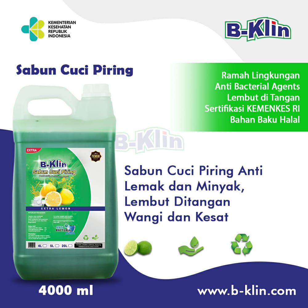 Sabun Cuci Piring (EKSTRA) / Sabun Pencuci Piring / Dishwashing | B-Klin 4 LITER