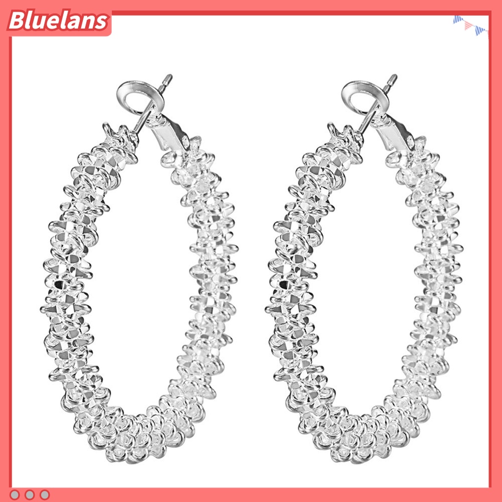 Bluelans Anting Hoop Lapis Silver Anti Karat Untuk Wanita