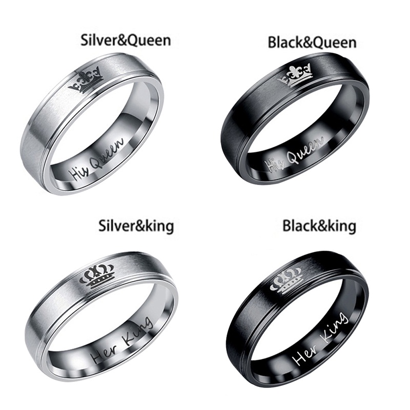 His QUEEN HER KING Bahan Stainless Steel Untuk Pasangan