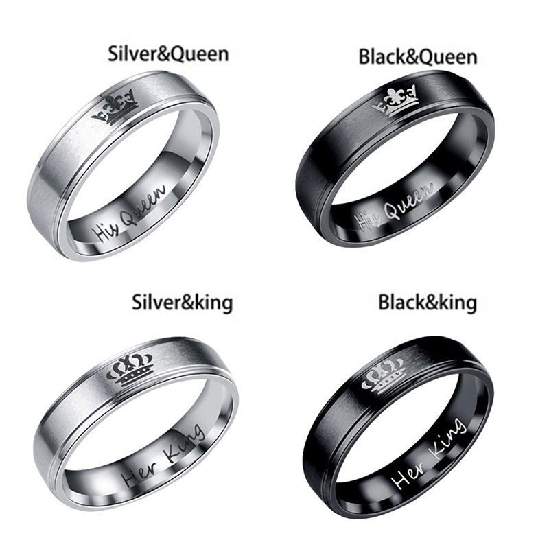 His QUEEN HER KING Bahan Stainless Steel Untuk Pasangan