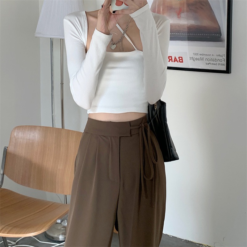 korean style wanita kulot highwaist wanita straight pants loose import celana hitam loose import celana hitam pants/Celana Anti Kusut