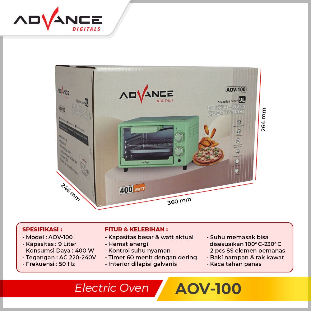 【Garansi 1 Tahun】ADVANCE Oven Listrik Low Watt 9L - 400 Watt Electric Oven