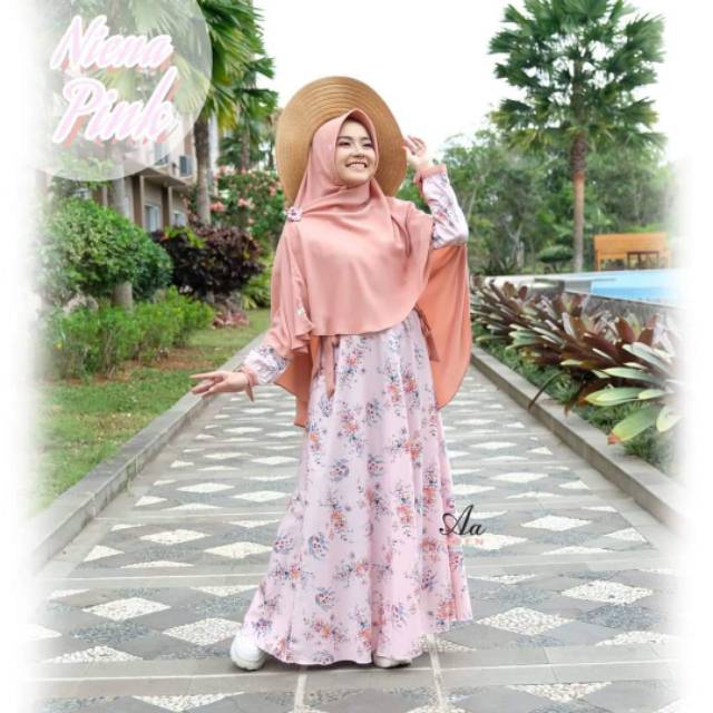 Niena dress set Khimar by Aden hijab gamis katun Jepang authentic