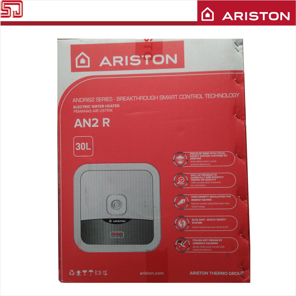 Ariston Andris 2 AN2 R 30 liter 500 watt Water Heater Keluarga Pemanas Air Hangat Mandi Irit Listrik