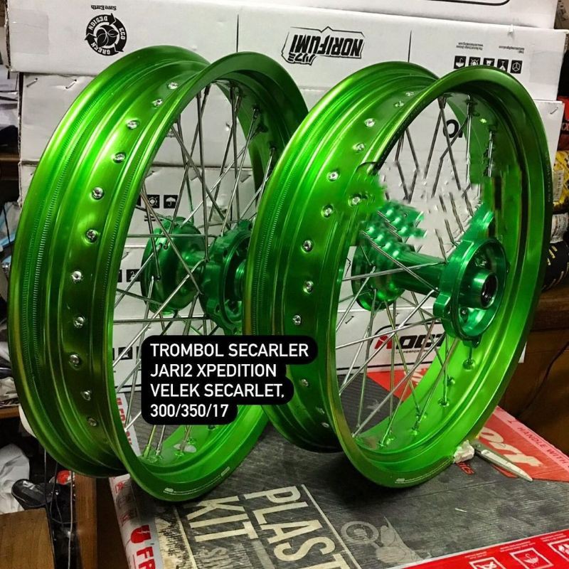 Velg SCARLET Tromol SCARLET Set Supermoto 17/300/350 KLX / D-tracker - Hijau