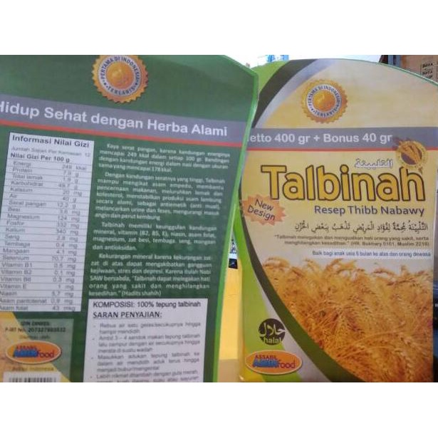 

Produk Keren✢ Talbinah Resep Thibb Nabawy 400gr + 40gr Tepung Gandum Original 63 ✫