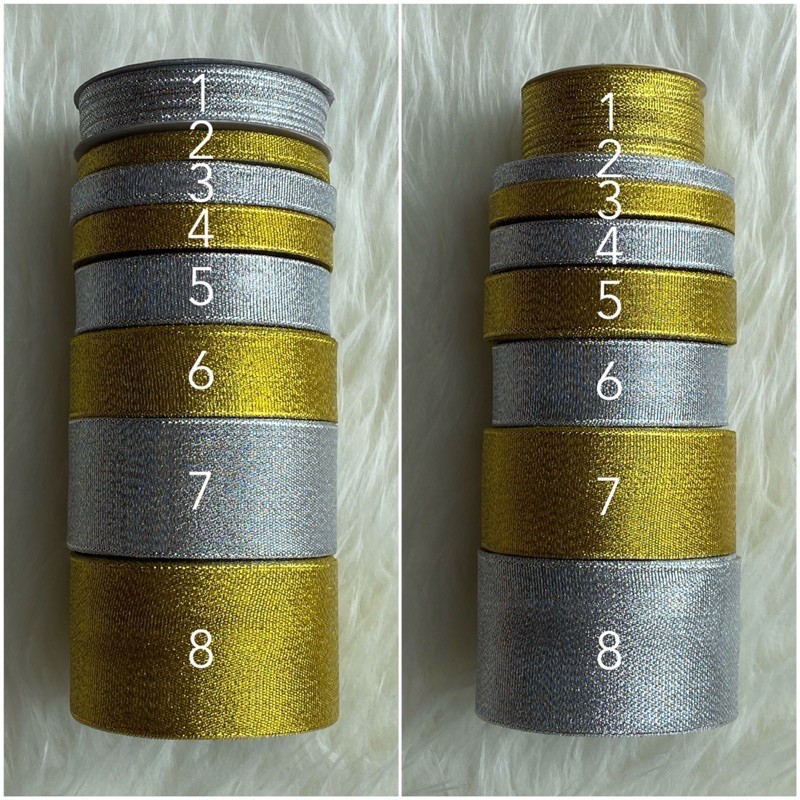 

Pita Glitter Gold Dan Silver Berbagai Ukuran ( 1/8 - 1/4 - 3/8 - 1/2 - 1 - 1 1/2 - 2 INCH )