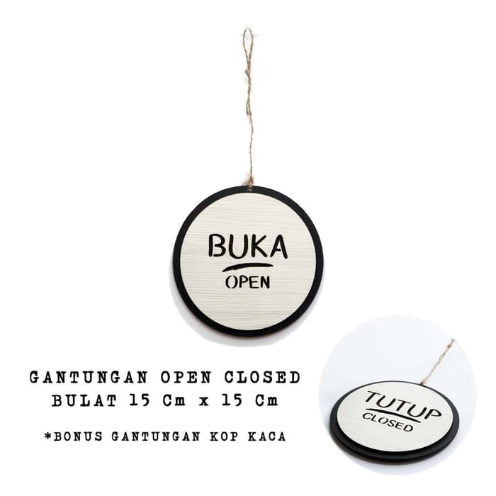 Gantungan Sign Cafe - Open Closed BULAT - Buka Tutup