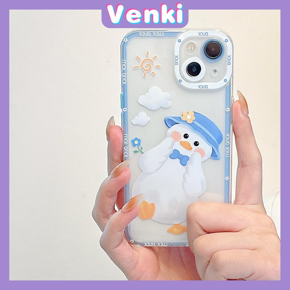 iPhone Case Silicone Soft Case Clear Case Square Edge Shockproof Protection Camera Cartoon Duck Cute Compatible For iPhone 11 iPhone 13 Pro Max iPhone 12 Pro Max iPhone 7 Plus xr