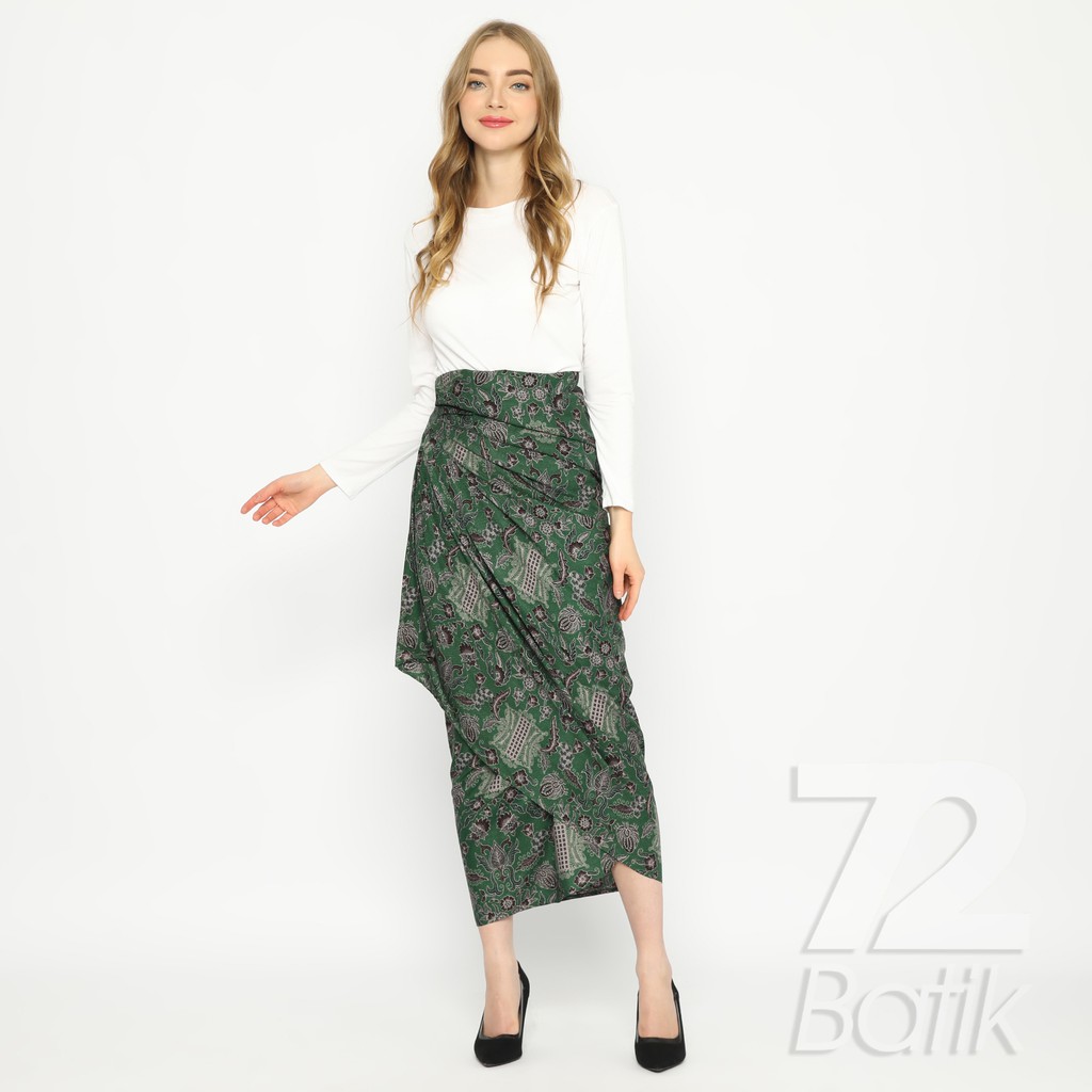 ROK BATIK SPAN Skirt Lilit Kebaya Instan Modern Wanita Warna Hijau Ijo 726875 Cap 72 - Rok Batik Lil