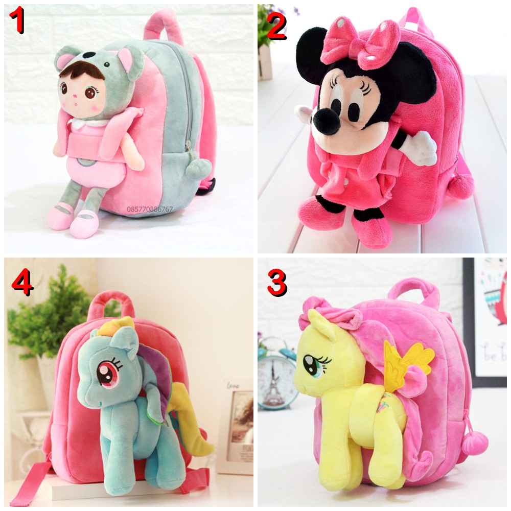 tri-04 Back Pack Double Decker_Tas Ransel Anak_Lol_Unicorn_Superhero_Paw Patrol_Shopkins Fashion