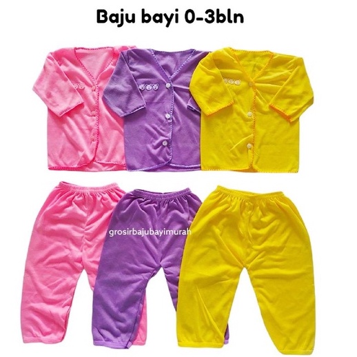 baju bayi setelan BERUANG POLOS 0-3 bulan
