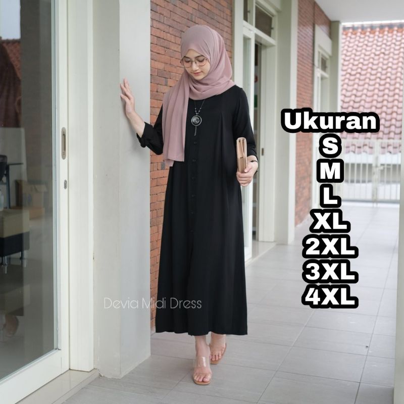 Premium Series DEVIA Midi Dress Big Size Ukuran Size S M L XL 2XL 3XL 4XL XXL XXXL  XXXXL 2L 3L 4L 5L  Dress Wanita Jumbo Gamis Big Size Baju Korea Over Size