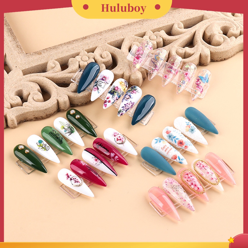 Huluboy Huluboy♡ Stiker Kuku Motif Bunga Daun Burung Butterfly Warna-Warni Untuk Dekorasi Manicure