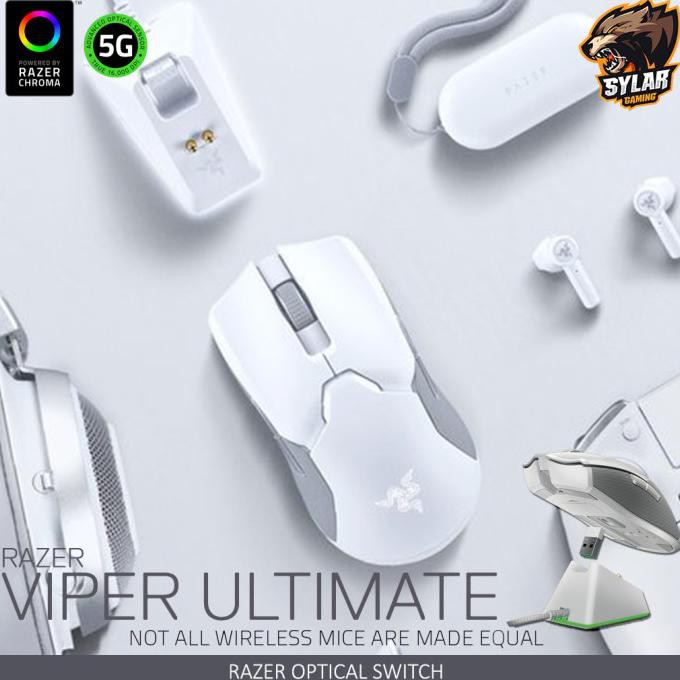 Razer Viper Ultimate Mercury White Hyperspeed Wireless Gaming Mouse Termurah