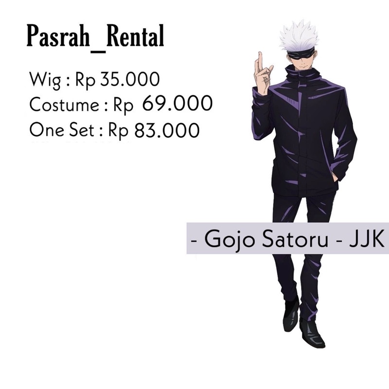SEWA RENTAL KOSTUM / COSTUME COSPLAY GOJO SATORU JUJUTSU KAISEN JJK