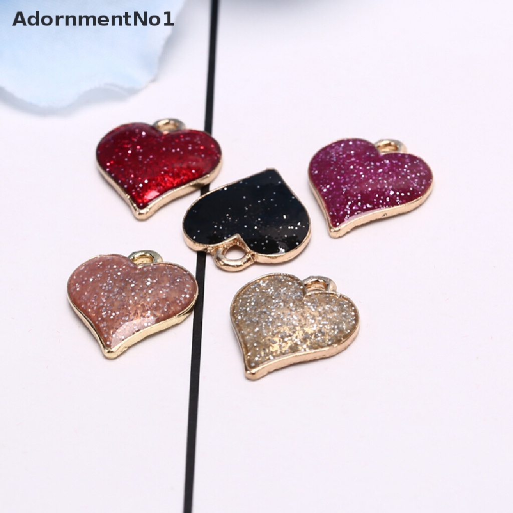 (AdornmentNo1) 10pcs / Set Liontin Hati Enamel Bahan Alloy Handmade DIY Untuk Wanita