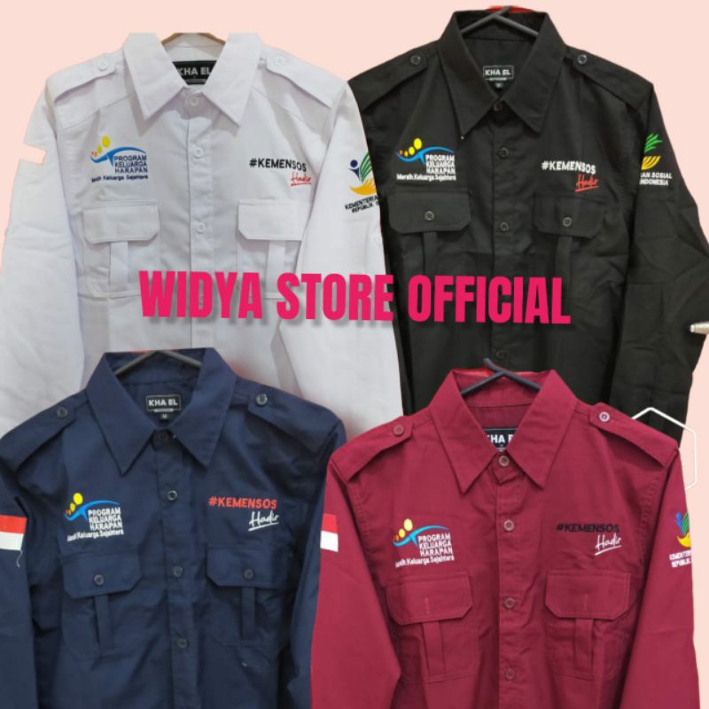 Kemeja kemensos hadir dan pkh atensi slrt tksk bisa request bordir/kemeja kemensos hadir pkh lengan 