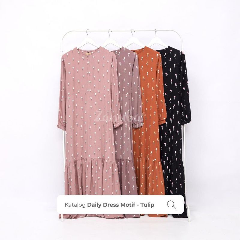 Daily Dress Motif Tulip - Daily Dress Motif - Daily Dress Rayon - Daily Dress Katun Rayon - Daily Dr