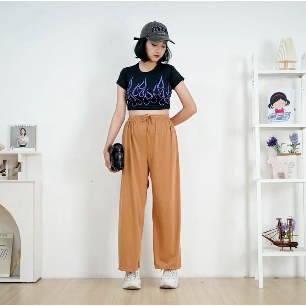 BEFAST - ZFS OOTD Wanita Celana Panjang ACIKA / RILEY COMFY KULOT NYAMAN FULL KARET / Celana Panjang Wanita / Celana Kulot Banyak Warna / Kulot Terlaris / Celan Trendy / Celana Panjang Kulot Viral Di TikTok