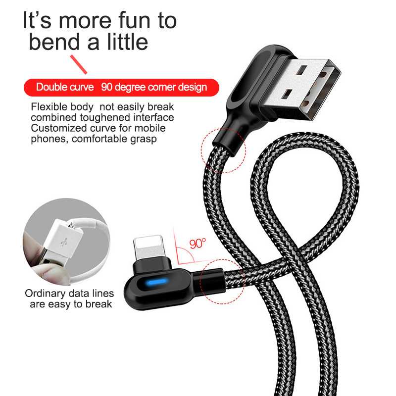 UGI Kabel Charger USB L Shape 2.4A 1 Meter - UGI02 ( Al-Yusi )
