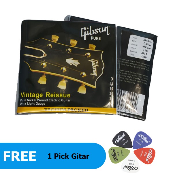 senar gibson 009 gitar listrik gitar akustik 1 set  free pick gitar