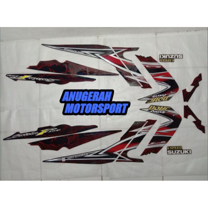 striping Satria Fu 2011 hitam abu - abu grafis merah