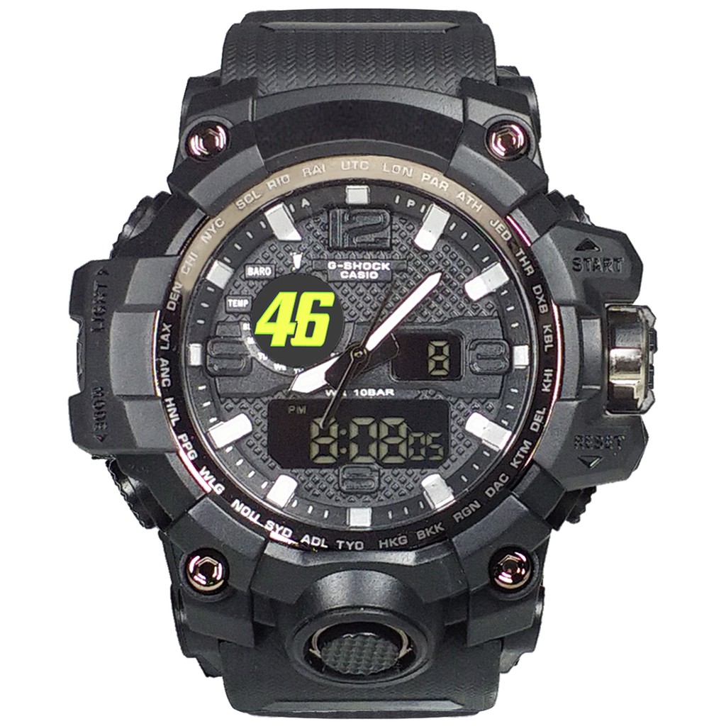 (Istimewa Bossque) Jam VALENTINO ROSSI 46 DT Full Black (Exclusive)