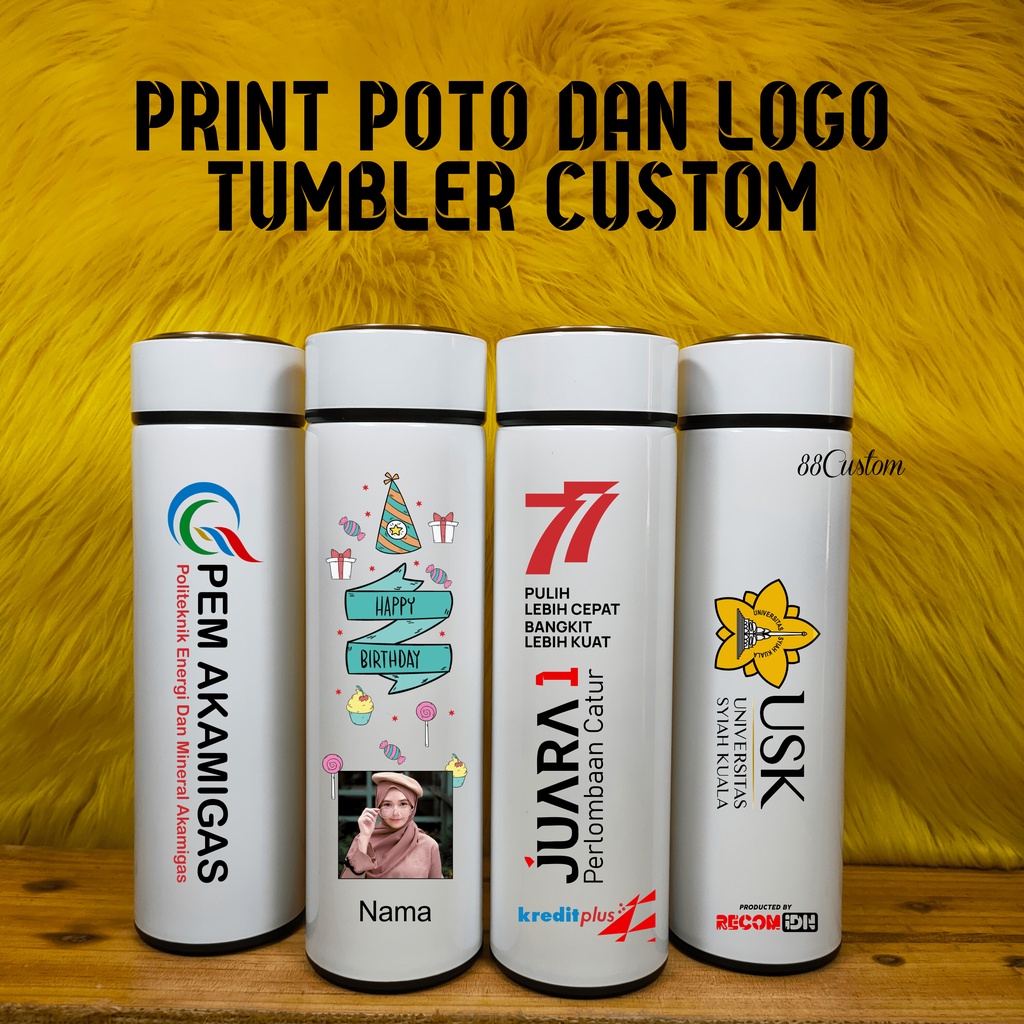 Tumbler Custom Desain Print Poto dan Text Suka suka Botol Karakter