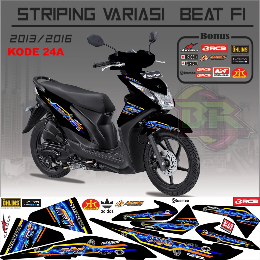 Striping Beat Fi 2013-2016 Stiker Lis Motor Beat Variasi kode 24