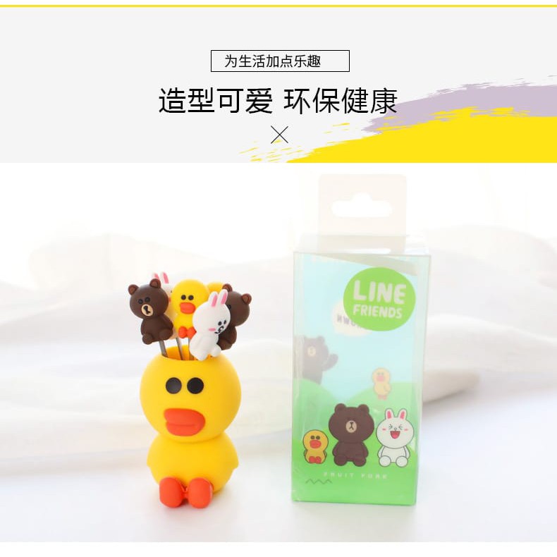 Garpu Buah Motif Line Karakter Import Garpu Set Lucu Premium-2