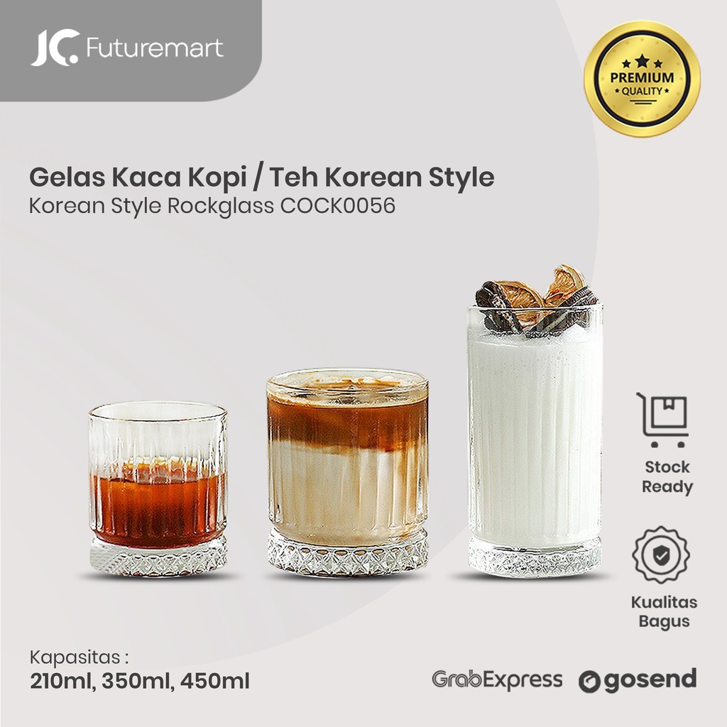 GELAS KACA KOPI TEH MINUMAN DINGIN ROCKGLASS KOREAN STYLE QY1477