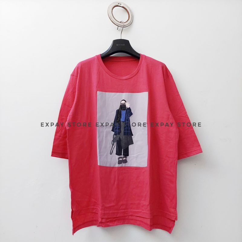 Kaos siku 7/8 kaos tumbIr top loose OVERSIZE Model panjang belakang