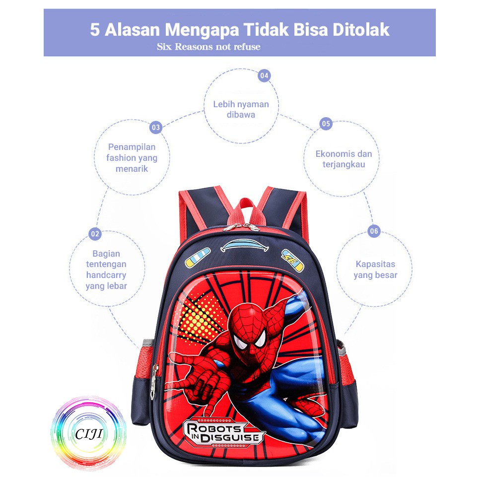 CJBP-S TINO TINO Tas Ransel / Backpack / Sekolah Anak Laki-Laki Karakter Superhero 3D