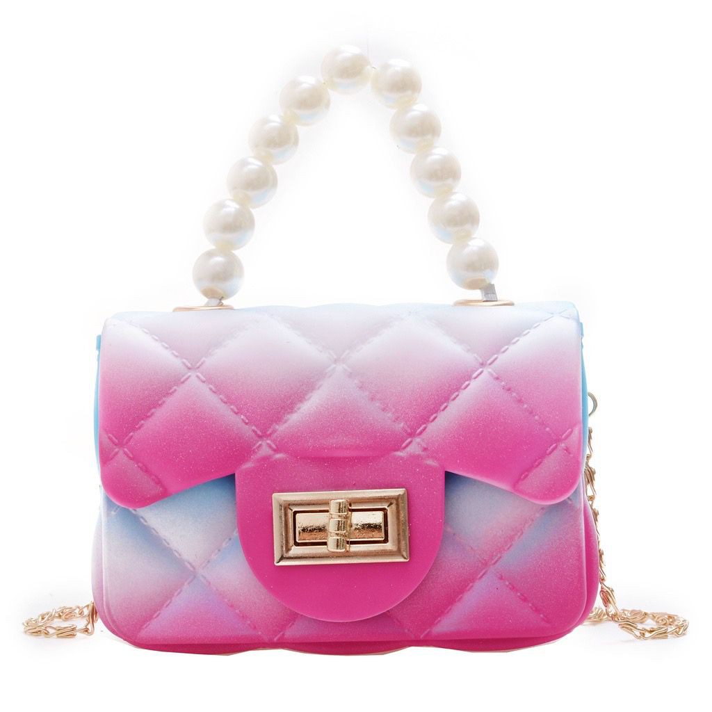 L5722 Tas Tangan Handbag Rainbow Jelly Fashion Cantik Mini Salingbag Kecil Strap Mutiara Tali Selemp