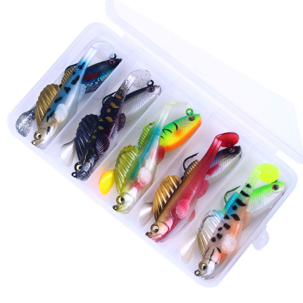 HENGJIA 10PCS/Box Soft Lure SwimBait Lure Umpan Mancing Soft Plastic Lure 7cm/14g Set For Fishing Lure 8CM/10g