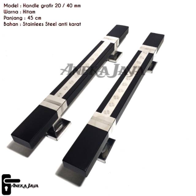 Handle Pintu rumah  / Tarikan Pintu / Pegangan Pintu minimalis Hitam 45 cm , 60 cm , 80 cm, 100 cm