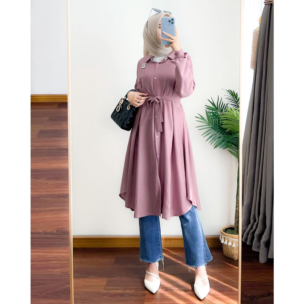 NEW- Salma Tunik JUMBO LD 120 / ATASAN WANITA BAHAN ADEM RAYON / TUNIK TERBARU / ATASAN TUNIK TERMURAH / TUNIK POLOS  / Kemeja Atasan Wanita OVERSIZE Lengan Panjang Bahan Cotton Crinkle